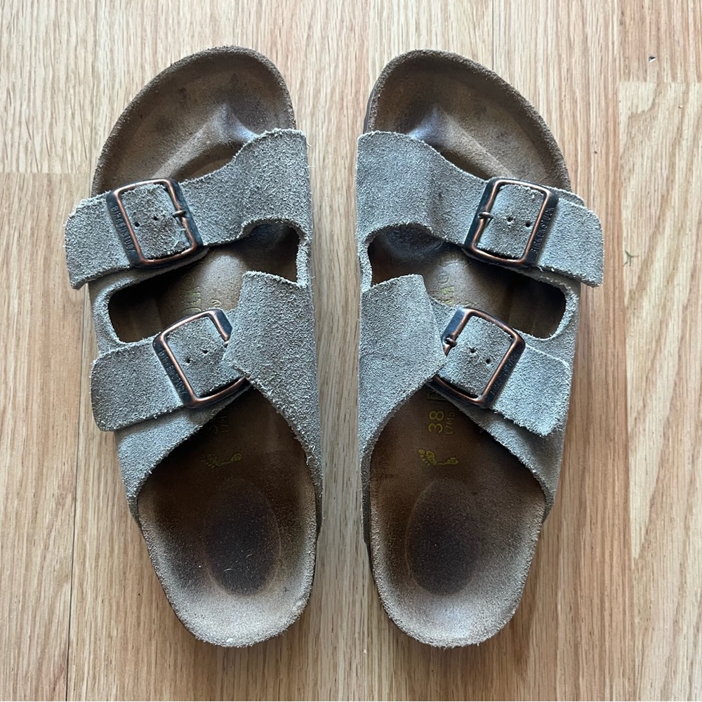 Original Birkenstock Suede Arizona Sandals - Size 38